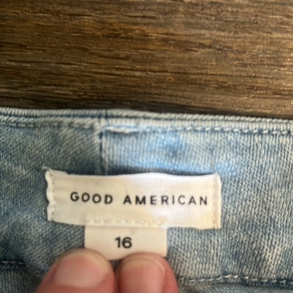 Good American Good Waist High Rise Skinny Distressed  Cropped Jeans 16 - Picture 5 of 12